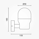 Стенна Лампа Алуминиева IP44 1xЕ27 ЧЕРНО ТЯЛО