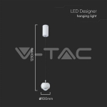 9W LED Висяща Лампа (10*10*100см) Бяло 3000K