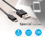 1м. Микро USB Кабел Черен Серия "Pearl"