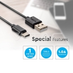 1м. Тип C USB Кабел Черен Серия "Pearl"