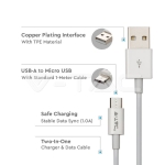 1м. Микро USB Кабел Бял Серия "Silver"