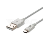 1м. Микро USB Кабел Бял Серия "Silver"