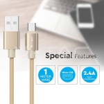1м. Микро USB Кабел Злато Серия "Platinum"