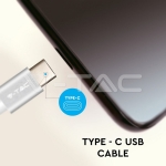 1м. Тип C USB Кабел Сребрист Серия "Platinum"