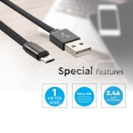 1м. Микро USB Кабел Черен Серия "Ruby"