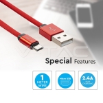 1м. Микро USB Кабел Червен Серия "Ruby"