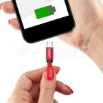 1м. Микро USB Кабел Червен Серия "Ruby"