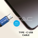 1м. Тип C USB Кабел Син Серия "Gold"