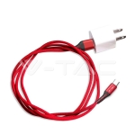 1м. Тип C USB Кабел Червен Серия "Gold"