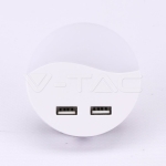 LED Нощна Лампа за Контакт USB Кръг 3000K