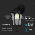 Аплик за Стена E27 Черен Мат На Долу