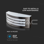 Градински Аплик Е27 Сатен Никел / PC IP44 2 Линии