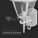 Фенер за Стена Четиристен Бял Голям