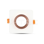 GU10 Гипсова Отливка Квадрат Бяло с Розово Златен Ринг