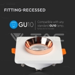 GU10 Гипсова Отливка Квадрат Бяло с Розово Златен Ринг