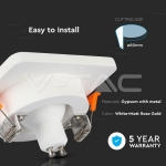 GU10 Гипсова Отливка Квадрат Бяло с Розово Златен Ринг