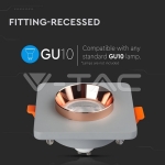 GU10 Гипсова Отливка Квадрат Сиво с Розово Златен Ринг