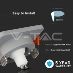 GU10 Гипсова Отливка Квадрат Сиво с Розово Златен Ринг