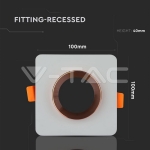 GU10 Гипсова Отливка Квадрат Сиво с Розово Златен Ринг