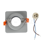 GU10 Гипсова Отливка Квадрат Сив + Хромиран Ринг