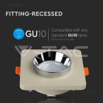 GU10 Гипсова Отливка Кръг Бяла Хромиран Ринг