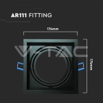 1xAR111 Тяло за Вграждане черно Тяло