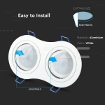 2*GU10 Корпус Луна Кръг Бяла