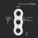 3*GU10 Корпус Луна Кръг Бяла