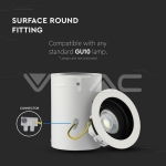 GU10 Корпус Луна Външен Монтаж Кръг Бял