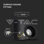 GU10 Корпус Луна Външен Монтаж Кръг Черeн