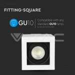 GU10 Корпус Луна Външен Монтаж Квадрат Бял