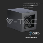 GU10 Корпус Луна Външен Монтаж Квадрат Черeн