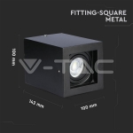 GU10 Корпус Луна Външен Монтаж Квадрат Черeн