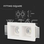 2*GU10 Гипсова Отливка Квадрат Бял