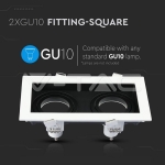 2хGU10 Корпус Квадрат Бял+Черен