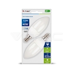 LED Крушка 5.5W E14 Кендъл Бяла Светлина 2Бр/Блистер