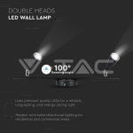 9W LED Двойна Спот Лампа Топло Бяла Светлина Черна