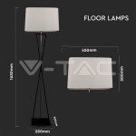 Лампион E27 Черна, Слонова Кост Ключ Квадратна