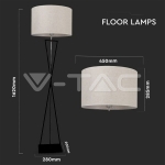 Лампион E27 Черна, Слонова Кост Ключ Кръгла