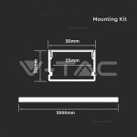 Монтажен Kит С Дифузер За LED Лента Алуминиев Мат 2000 x 30 x 20mm