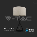 Наземна Лампа E27 Черна, Слонова Кост Ключ Кръгла