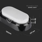 8W Плафониера Правоъгълен Овал Черно Тяло Топло Бяла Светлина IP54