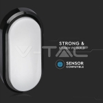 8W Плафониера Правоъгълен Овал Черно Тяло Топло Бяла Светлина IP54