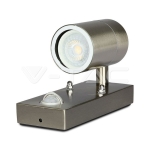 Фасадно Тяло за Стена GU10 Сензор Сатен Никел Една Посока IP44