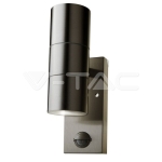 Фасадно Тяло за Стена GU10 Сензор Сатен Никел Две Посоки IP44