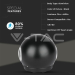 6W LED Стенна Лампа Черна Кръг IP65 Две Посоки 4000K