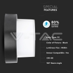 12W LED Стенна Лампа 4000K Черна Кръг