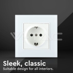 Контакт EU 16А Стъклен Панел Бял