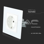 Контакт EU 16А Стъклен Панел Бял