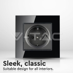 Контакт EU 16А Стъклен Панел Черен